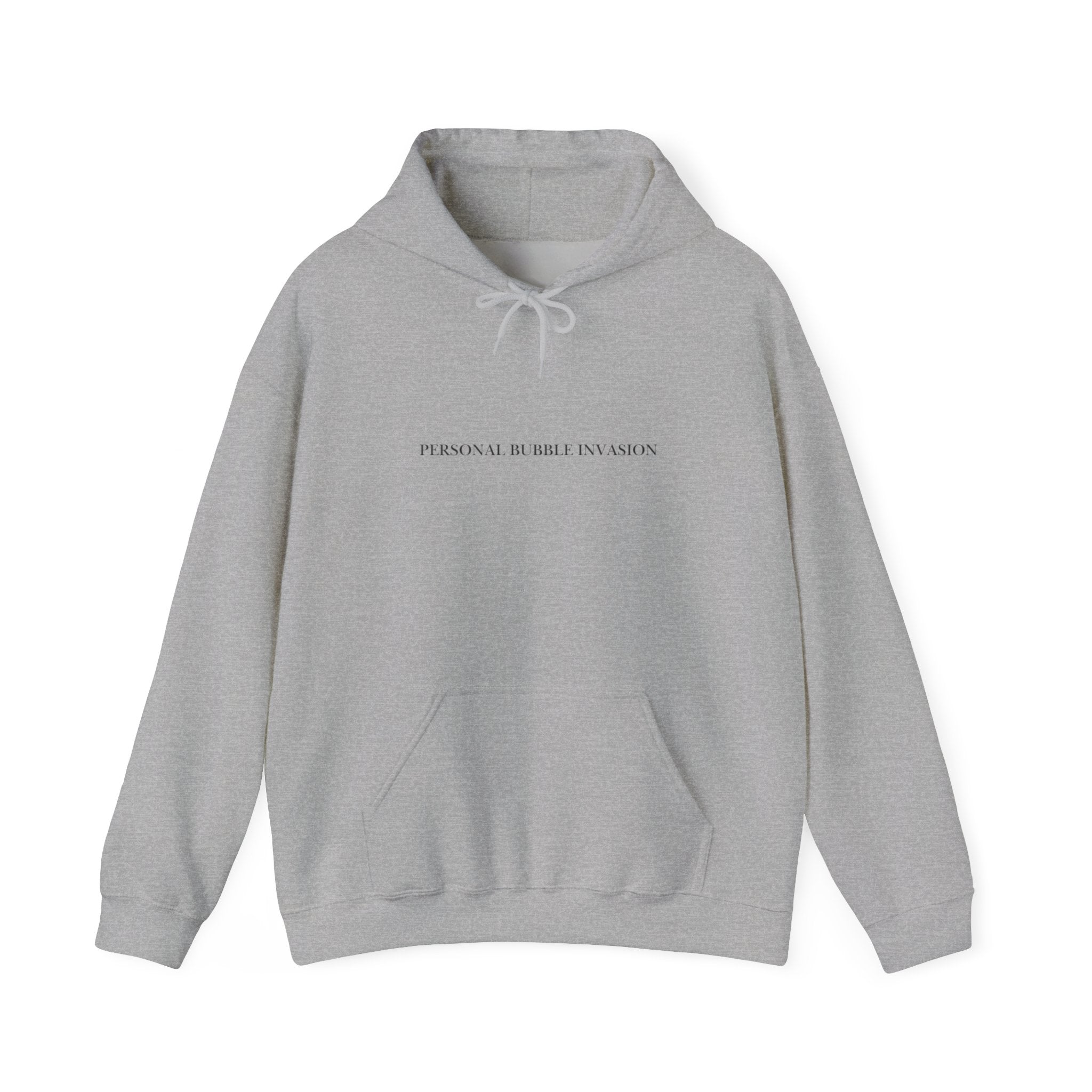 Minimalist White Hoodie — "PERSONAL BUBBLE INVASION" Pullover
