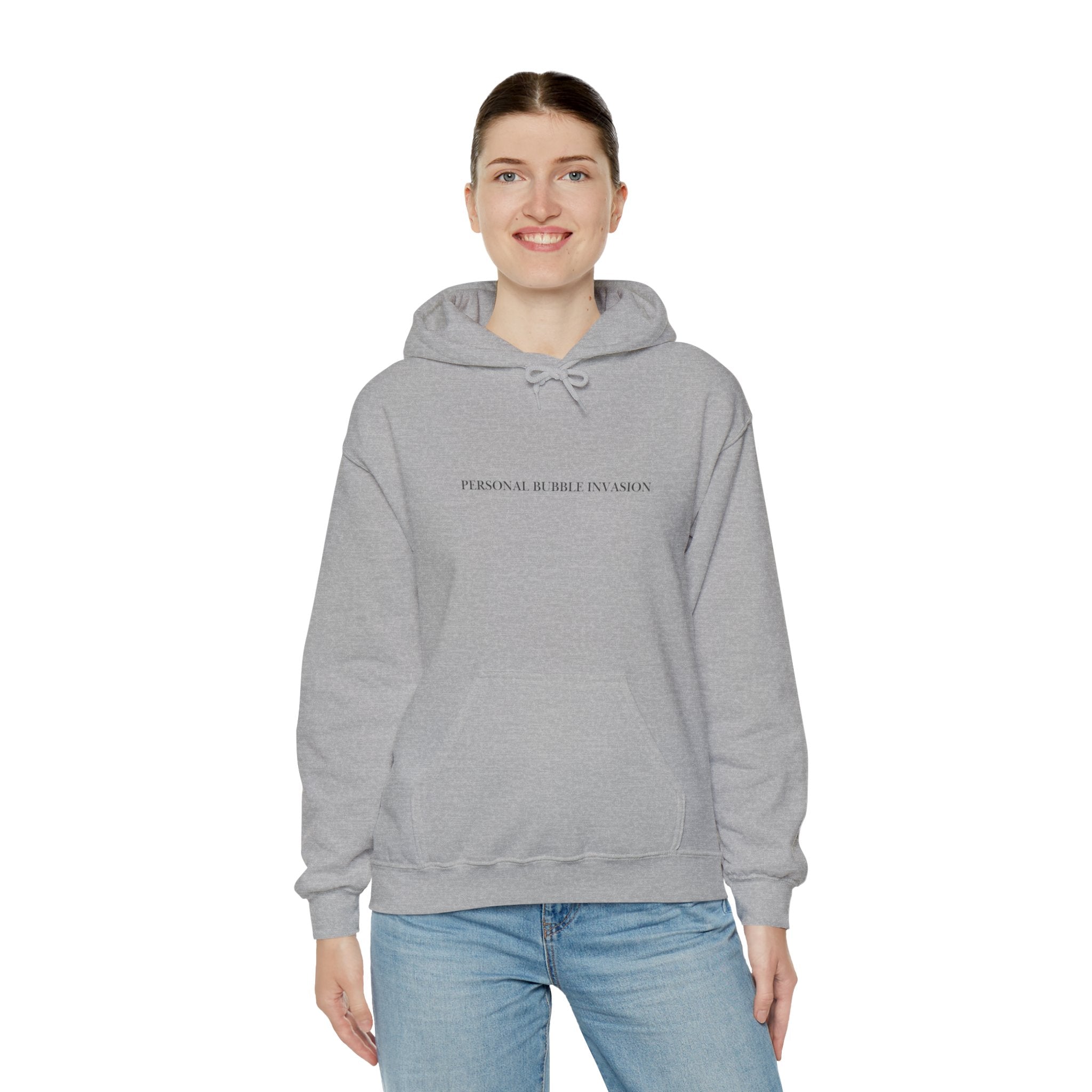 Minimalist White Hoodie — "PERSONAL BUBBLE INVASION" Pullover